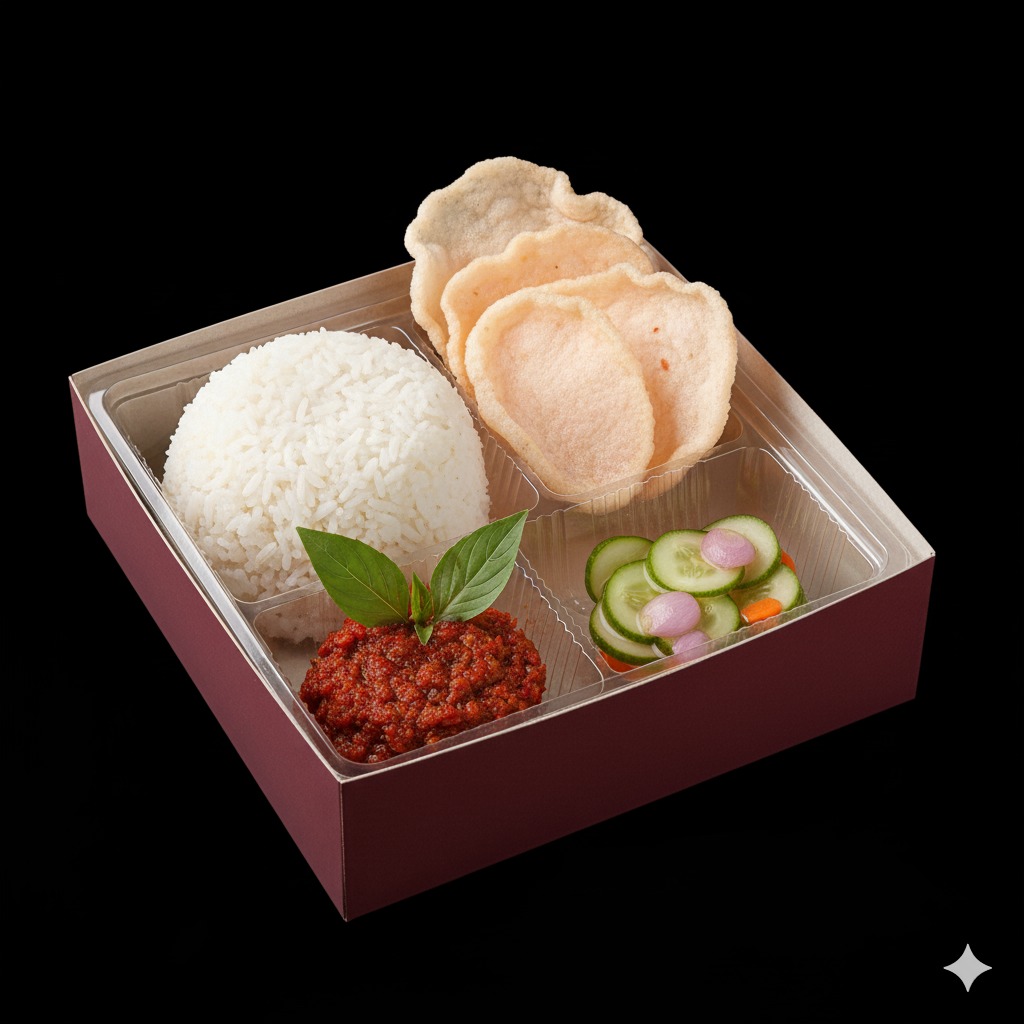 Paket Nasi A ( Nasi Putih +Acar +sambel+Krupuk Udang )